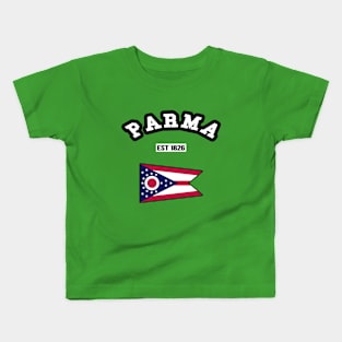 🏹 Parma Ohio Strong, Buckeye State Flag, Est 1826, City Pride Kids T-Shirt